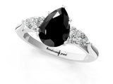 White gold Three-Stone Fancy Black Pear Cut Brilliant Diamond Solitaire Ring with Tapered Band and Four-Prong Setting_20