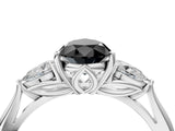 White gold Three-Stone Fancy Black Pear Cut Brilliant Diamond Solitaire Ring with Tapered Band and Four-Prong Setting_23
