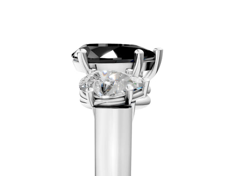 White gold Three-Stone Fancy Black Pear Cut Brilliant Diamond Trellis Ring with Comfort Fit Band_17