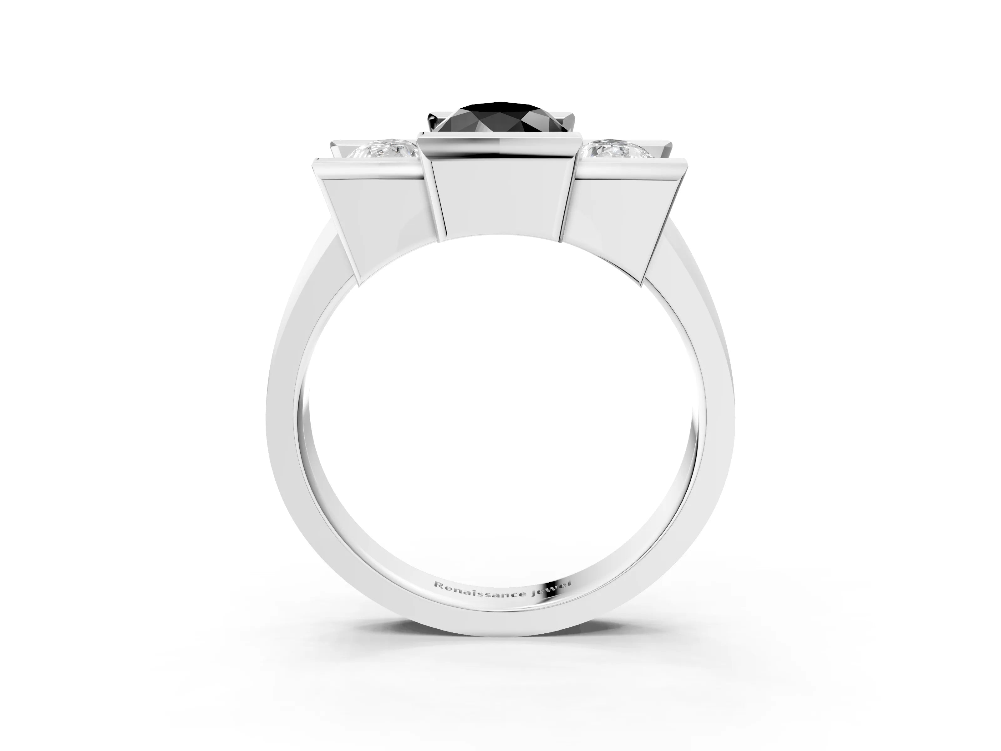 White gold Three Stone Fancy Black Pear Cut Cut Channel Set Diamond Ring_27