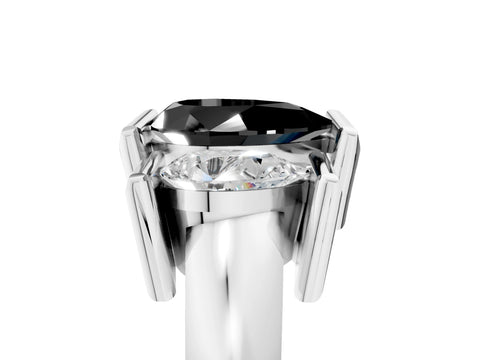 White gold Three Stone Fancy Black Pear Cut Cut Channel Set Diamond Ring_29