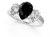 White gold Three-Stone Fancy Black Pear Cut Cut Diamond Engagement Ring with Flat Band and Four-Prong Setting_13