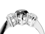 White gold Three-Stone Fancy Black Pear Cut Cut Diamond Engagement Ring with Flat Band and Four-Prong Setting_17