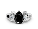 White gold Three-Stone Fancy Black Pear Cut Cut Diamond Engagement Ring with Flat Band and Four-Prong Setting_18