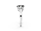 White gold Three-Stone Fancy Black Pear Cut Cut Diamond Engagement Ring with Flat Band and Four-Prong Setting_20