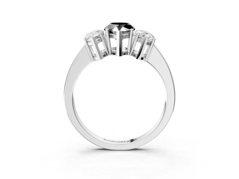 White gold Three-Stone Fancy Black Pear Cut Cut Diamond Engagement Ring with Flat Band and Four-Prong Setting_21