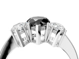 White gold Three-Stone Fancy Black Pear Cut Cut Diamond Engagement Ring with Flat Band and Four-Prong Setting_27