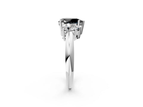 White gold Three-Stone Fancy Black Pear Cut Cut Diamond Engagement Ring with Prong Setting on a White Gold Band_46