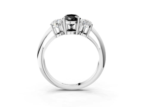 White gold Three-Stone Fancy Black Pear Cut Cut Diamond Engagement Ring with Prong Setting on a White Gold Band_47