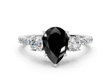 White gold Three-Stone Fancy Black Pear Cut Cut Diamond Pavé Band with Prong Setting_27