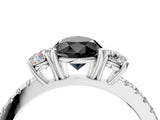White gold Three-Stone Fancy Black Pear Cut Cut Diamond Pavé Band with Prong Setting_31