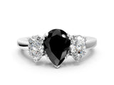 White gold Three-Stone Fancy Black Pear Cut Cut Diamond Ring with Channel Set Band and Four-Prong Setting_12