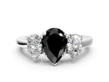 White gold Three-Stone Fancy Black Pear Cut Cut Diamond Ring with Channel Set Band and Four-Prong Setting_30