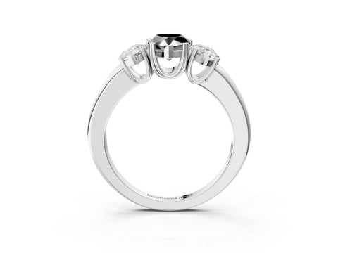 White gold Three-Stone Fancy Black Pear Cut Cut Diamond Ring with Channel Set Band and Four-Prong Setting_3