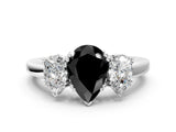 White gold Three-Stone Fancy Black Pear Cut Cut Diamond Ring with Channel Set Band and Four-Prong Setting_60