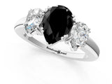 White gold Three-Stone Fancy Black Pear Cut Cut Diamond Ring with Channel Set Band and Four-Prong Setting_61