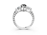 White gold Three-Stone Fancy Black Pear Cut Cut Diamond Ring with Channel-Set Band and Prong Setting_15