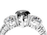 White gold Three-Stone Fancy Black Pear Cut Cut Diamond Ring with Channel-Set Band and Prong Setting_16