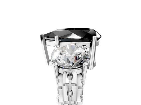 White gold Three-Stone Fancy Black Pear Cut Cut Diamond Ring with Channel-Set Band and Prong Setting_17