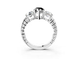 White gold Three-Stone Fancy Black Pear Cut Cut Diamond Ring with Channel-Set Band and Prong Setting_3