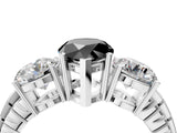 White gold Three-Stone Fancy Black Pear Cut Cut Diamond Ring with Channel-Set Band and Prong Setting_4