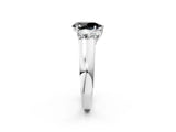 White gold Three-Stone Fancy Black Pear Cut Cut Diamond Ring with Prong Setting and Classic Band_2