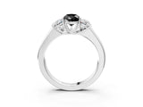 White gold Three-Stone Fancy Black Pear Cut Cut Diamond Ring with Prong Setting and Classic Band_3