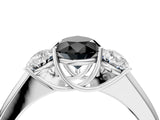 White gold Three-Stone Fancy Black Pear Cut Cut Diamond Ring with Prong Setting and Classic Band_4