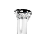 White gold Three-Stone Fancy Black Pear Cut Cut Diamond Ring with Prong Setting and Classic Band_5