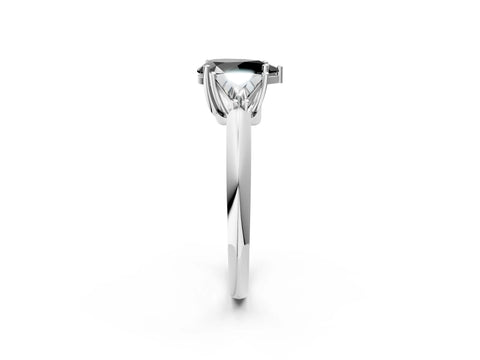White gold Three-Stone Fancy Black Pear Cut Cut Diamond Ring with Trillion Side Stones and Four-Prong Setting_13