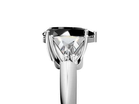 White gold Three-Stone Fancy Black Pear Cut Cut Diamond Ring with Trillion Side Stones and Four-Prong Setting_16