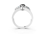 White gold Three-Stone Fancy Black Pear Cut Cut Diamond Ring with Trillion Side Stones on a Split Shank Band_3