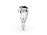 White gold Three-Stone Fancy Black Pear Cut Cut Diamond Split Shank Prong Set Ring_2