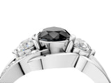 White gold Three-Stone Fancy Black Pear Cut Cut Diamond Split Shank Prong Set Ring_4