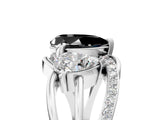 White gold Three-Stone Fancy Black Pear Cut Cut Diamond Split Shank Prong Set Ring_5