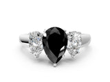 White gold Three-Stone Fancy Black Pear Cut Cut Solitaire Ring with Classic Prong Setting_12