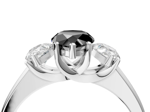 White gold Three-Stone Fancy Black Pear Cut Cut Solitaire Ring with Classic Prong Setting_16