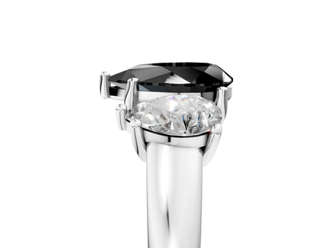 White gold Three-Stone Fancy Black Pear Cut Cut Solitaire Ring with Classic Prong Setting_17