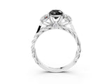White gold Three-Stone Fancy Black Pear Cut Diamond Braided Band Ring with Four-Prong Setting_15
