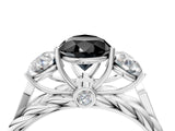 White gold Three-Stone Fancy Black Pear Cut Diamond Braided Band Ring with Four-Prong Setting_16