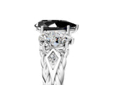 White gold Three-Stone Fancy Black Pear Cut Diamond Braided Band Ring with Four-Prong Setting_17