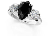 White gold Three-Stone Fancy Black Pear Cut Diamond Channel Set Engagement Ring with Prong Setting_13