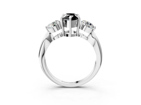 White gold Three-Stone Fancy Black Pear Cut Diamond Channel Set Engagement Ring with Prong Setting_15