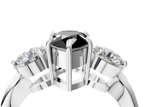 White gold Three-Stone Fancy Black Pear Cut Diamond Channel Set Engagement Ring with Prong Setting_16