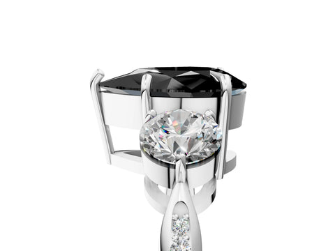 White gold Three-Stone Fancy Black Pear Cut Diamond Channel Set Engagement Ring with Prong Setting_17