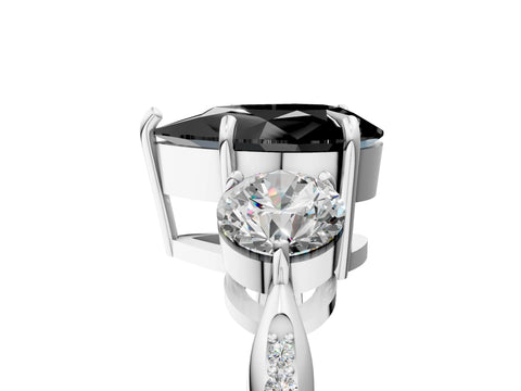 White gold Three-Stone Fancy Black Pear Cut Diamond Channel Set Engagement Ring with Prong Setting_17