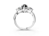 White gold Three-Stone Fancy Black Pear Cut Diamond Channel Set Engagement Ring with Prong Setting_3