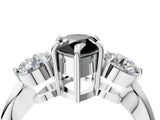 White gold Three-Stone Fancy Black Pear Cut Diamond Channel Set Engagement Ring with Prong Setting_4