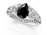 White gold Three-Stone Fancy Black Pear Cut Diamond Engagement Ring with Pave Band and Prong Setting_13