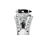 White gold Three-Stone Fancy Black Pear Cut Diamond Engagement Ring with Pave Band and Prong Setting_17